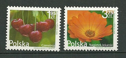 POLAND MNH ** 4165-4166 FLORE FLEUR ET FRUITS CERISE FLEUR DE SOUCI OFFICINAL - Neufs