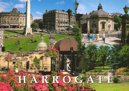 HARROGATE, YORKSHIRE, MULTIPLE VIEWS, ARCHITECTURE, GARDEN, PARK, MONUMENT, CARS, ENGLAND, UNITED KINGDOM, POSTCARD - Harrogate