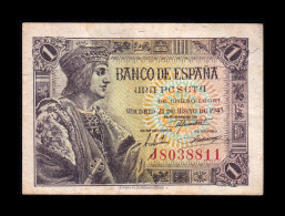 España Spain 1 Peseta Fernando II De Aragón 1943 Pick 126 Serie J Mbc Vf - 1-2 Peseten