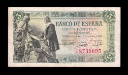 España Spain 5 Pesetas Capitulaciones 1945 Pick 129a Serie I Mbc Vf - 5 Pesetas