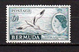 BERMUDES - N°141 * (1953-58) 6p Bleu-vert Et Noir : Phaéton Legere Trace De Charniere - Bermuda