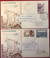 France, Premier Vol (Boeing 707) PARIS / BRAZZAVILLE 10.9.1960 - 2 Enveloppes - (A1461) - Eerste Vluchten