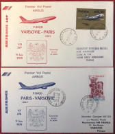 France, Premier Vol (Airbus) PARIS / VARSOVIE 9.6.1979 - 2 Enveloppes - (A1471) - Erst- U. Sonderflugbriefe