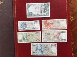 Lot De 6 Billets Espagne 1000 Pesetas 1971 SUP Et Grèce Série Complète Années 80 Incluant Le 5000 Drachmes - 1000 Pesetas