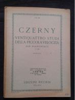CZERNY 24 ETUDES DE LA VELOCITE OPUS 636 POUR PIANO PARTITION EDITIONS RICORDI - Strumenti A Tastiera