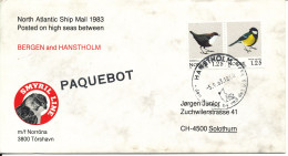 Norway Cover Paquebot Smyril Line 5-9-1983 Posted On High Seas Between Bergen And Hanstholm - Cartas & Documentos