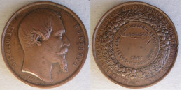 Médaille En Cuivre Concours Agricole Régional MARSEILLE 1861, Napoleon III, Par CAQUE - Monarquía / Nobleza