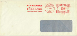 Switzerland Meter Stamp EMA Avec Slogan Air France Caravelle - Affranchissements Mécaniques