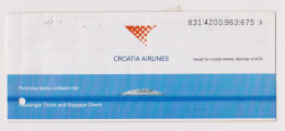 CROATIA AIRLINES, Croatian Airline Carrier Passenger Ticket And Baggage Check Used (66001) - Tickets