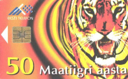 Estonia:Used Phonecard, Eesti Telefon, 50 EEK, Land Tiger Year, 1998 - Otros & Sin Clasificación