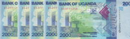 UGANDA 2000 SHILINGS 2021 P- 50 Lot X5 UNC - Burundi