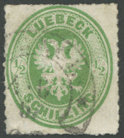 LÜBECK 8A O, 1863, 1/2 S Dunkelgelblichgrün Mit Hufeisenstempel (Sp 22-1), Kleine Mängel, Kurzbefund Mehlmann - Luebeck