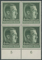 Dt. Reich 672x VB , 1938, Reichsparteitag, Senkrechte Gummiriffelung, Im Unterrandviererblock, Postfrisch, Pracht, Mi. 9 - Ungebraucht