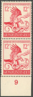 Dt. Reich 906I , 1944, 12 Pf. Feldherrnhalle Mit Abart 1 Der Linken Wertziffer Mit Dachförmiger Spitze, Im Paar Mit Norm - Sonstige & Ohne Zuordnung