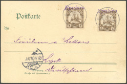 DSWA 11 BRIEF, EPUKIRO, 8.5.06, Violetter Wanderstempel Type III, Postkarte (rückseitige Landkarte) Mit 2-mal 3 Pf., Pra - Duits-Zuidwest-Afrika