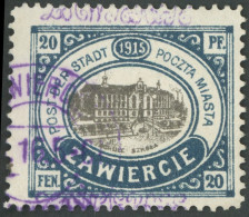 POLEN-ZAWIERCIE 2II O, 1916, 20 Pf. Stadtpost, Kontrolleindruck Dunkelblauviolett, Pracht, Signiert, Mi. 400.- - Occupation 1914-18