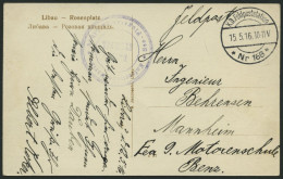 FELDPOST I.WK 1916, Feldpost-Ansichtskarte Mit Violetten Briefstempel KAISERLICHE MARINE - SEE-FLUGSTATION LIBAU Der K.D - Lettres & Documents