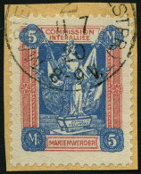 MARIENWERDER 14a BrfStk, 1920, 5 M. Ultramarin/hellrot, Prachtbriefstück, Mi. 120.- - Autres & Non Classés