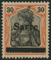 SAARGEBIET 10yI , 1920, 30 Pf. Dunkelrotorange/schwarz Auf Orangeweiß, Type I, Falzrest, Pracht, Kurzbefund Braun, Mi. 2 - Andere & Zonder Classificatie