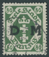 DIENSTMARKEN D 16Y O, 1922, 80 Pf. Dunkelgrün, Wz. Liegend, Zeitgerechte Entwertung TIEGENHOF FREIE STADT DANZIG, Minima - Andere & Zonder Classificatie