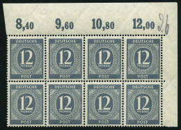 ALLIIERTE BES. 920POR , 1946, 12 Pf. Grau, Plattendruck, Im Achterblock Aus Der Rechten Oberen Bogenecke, Pracht, Mi. 80 - Andere & Zonder Classificatie