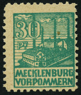 MECKLENBURG-VORPOMMERN 39zb , 1946, 30 Pf. Dunkelopalgrün, Dünnes Papier, Bugspur Sonst Pracht, Fotoattest Kramp, Mi. 15 - Autres & Non Classés