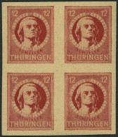 THÜRINGEN 97AXbp1U VB , 1945, 12 Pf. Dunkelbräunlichrot, Vollgummierung, Dickes Papier, Mit Deutlichem Abklatsch, Im Vie - Andere & Zonder Classificatie