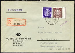 DIENSTMARKEN A D 2,17 BRIEF, 1955, 84 Pf. Lebhaftrötlichbraun Mit 6 Pf. Zusatzfrankatur Auf Einschreibbrief, Pracht - Autres & Non Classés