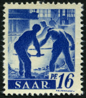 SAARLAND 231IIfAG , 1947, 4 Fr. Auf 16 Pf. Violettultramarin, Ohne Aufdruck, Druck Auf Der Gummiseite, Pracht, Gepr. Hof - Andere & Zonder Classificatie