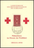 SAARLAND 292 BrfStk, 1950, 25 Fr. Rotes Kreuz Auf Sonderkarte, Pracht, Mi. 80.- - Autres & Non Classés