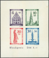 BADEN Bl. 1BV , 1949, Block Freiburg, Ungezähnt, Mit Abart 20 Pf. Mit Balken über Zweitem E In Wiederaufbau, Postfrisch, - Andere & Zonder Classificatie