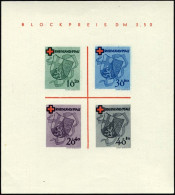 RHEINLAND PFALZ Bl. 1I/V , 1949, Block Rotes Kreuz, Type V: Roter Querbalken Des B In Blockpreis Verdickt, Pracht, Mi. 1 - Autres & Non Classés