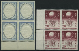 BUNDESREPUBLIK 210,214 VB , 1955, 40 Pf. Schiller Und 20 Pf. Forschungsförderung, Je Im Randviererblock, Pracht, Mi. 120 - Neufs