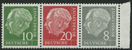 ZUSAMMENDRUCKE W 22YII , 1960, Heuß Wz. Liegend 10 + 20 + 8, Nachauflage, Pracht, Mi. 70.- - Se-Tenant