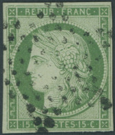 FRANKREICH 2a O, 1850, 15 C. Grün, Farbfrisches Prachtstück, Signiert Starauschek, Mi. 1200.- - Autres & Non Classés