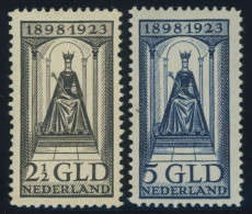 NIEDERLANDE 132/3 , 1923, 2.50 Und 5 G. 25 Jahre Regentschaft, Falzrest, 2 Pachtwerte - Autres & Non Classés