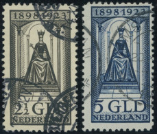 NIEDERLANDE 132/3 O, 1923, 2.50 Und 5 G. 25 Jahre Regentschaft, 2 Prachtwerte, Mi. 450.- - Andere & Zonder Classificatie