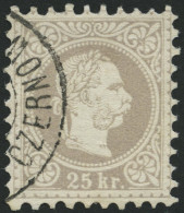 ÖSTERREICH 40IIa O, 1874, 25 Kr. Lilagrau, Feiner Druck, Pracht, Gepr. Dr. Ferchenbauer, Mi. 200.- - Oblitérés