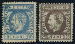 RUMÄNIEN 33/4 O, 1872, 10 Und 25 B. Fürst Karl I Mit Vollbart, 2 Prachtwerte, Mi. 115.- - Andere & Zonder Classificatie