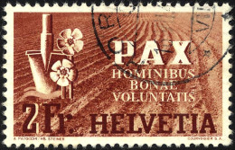 SCHWEIZ BUNDESPOST 456 O, 1945, 2 Fr. PAX, üblich Gezähnt Pracht, Gepr. Marchand, Mi. 200.- - Used Stamps