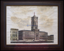 BERLIN: Das Neue Rathaus, Kol.Holzstich Nach Theuerkauf Um 1880 - Prenten & Gravure