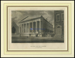 USA: Philadelphia, Die Bank Der Vereinigten Staaten, Stahlstich Von B.I. Um 1840 - Lithographien