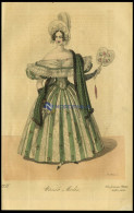 Wiener-Moden - Kleid Aus Satin Pompadour Mit Blonden Geputzt, Dazu Mantille Von Samt Mit Zobel Verziert, Altkolorierter  - Lithographies