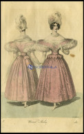Wiener-Moden - Kleid Von Rosa Satin Chiné - Dazu Ein Atlas-Barret - (Vorder-und Rückenansicht) Vom Damenkleidermacher J. - Lithografieën