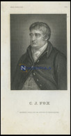 C.J. Fox, Stahlstich Von B.I. Um 1840 - Lithographien