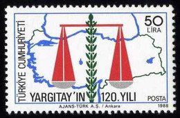 Türkiye 1988 Mi 2820 MNH Map Of Türkiye And Scales Of Justice - Unused Stamps