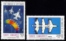 Türkiye 1988 Mi 2831-2832 MNH Jets, General Dynamics F-16 "Fighting Falcon" And Gear - Neufs