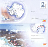 229  Traité Sur L'Antarctique: 2 PAP, 2009 - Antarctic Treaty, Map: 2 Postal Stationery Covers From Romania - Antarctic Treaty