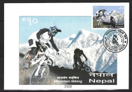 NEPAL. N°962 De 2009 Sur Carte Maximum. VTT. - Mountain Bike
