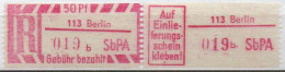 DDR Einschreibemarke Berlin SbPA Postfrisch, EM2B-113bI(2) Zh - Etiquettes De Recommandé